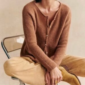 Sezane Brown Cardigan Sweater